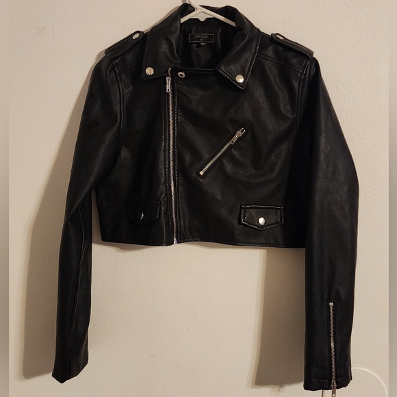 Chocolate Jackets & Blazers - Chocolate Black Biker Jacket Size M teens Juniors